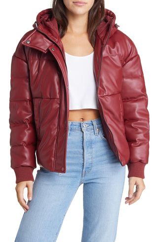 Levi's + Water Resistant Faux Leather Puffer Jacket