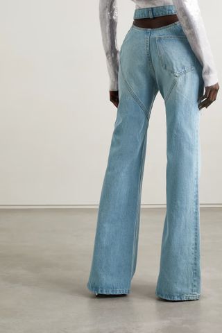 Area + Crystal-Embellished Cutout High-Rise Bootcut Jeans