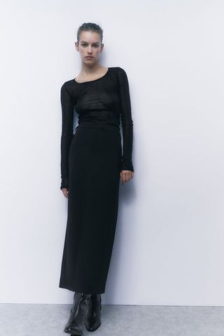 Zara + Wool Blend Skirt