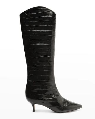 Schutz + Maryana Croc-Embossed Leather Boots