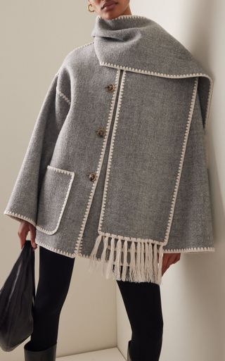 Toteme + Oversized Wool-Blend Scarf Jacket