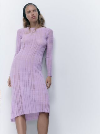Zara + Semi-Sheer Knit Dress