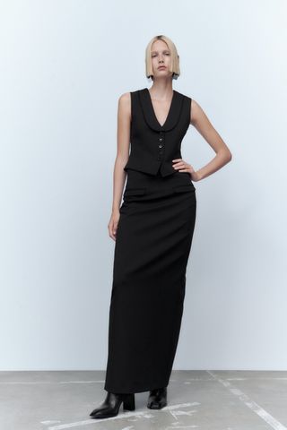 Zara + Wool Blend Long Skirt