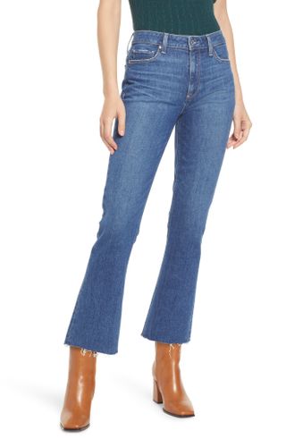 Paige + Vintage Colette High Waist Raw Hem Crop Flare Jeans