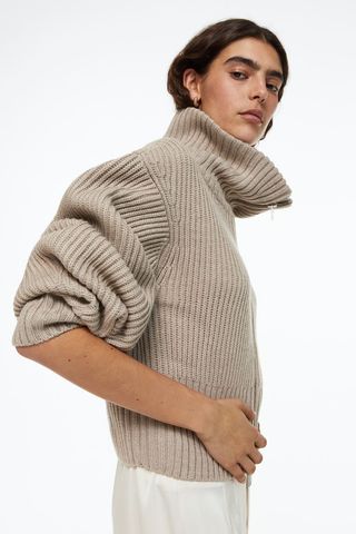 H&M + Wool-Blend Cardigan With Zipper