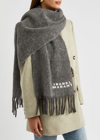 Isabel Marant + Firny Logo-Embroidered Alpaca-Blend Scarf