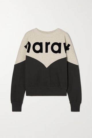 Marant Étoile + Houston Flocked Two-Tone Cotton-Blend Jersey Sweatshirt