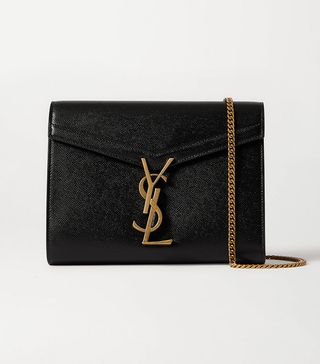 Saint Laurent + Cassandra Textured-Leather Shoulder Bag