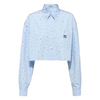 Miu Miu + Embellished Cropped Poplin Shirt