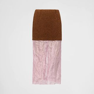 Prada + Muslin and Knit Midi-Skirt