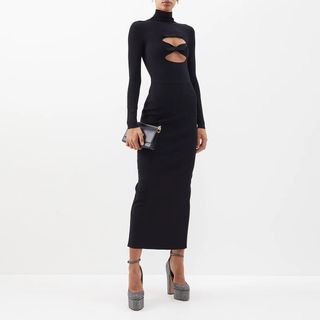 Valentino + Cutout Bow-Trim Jersey Dress