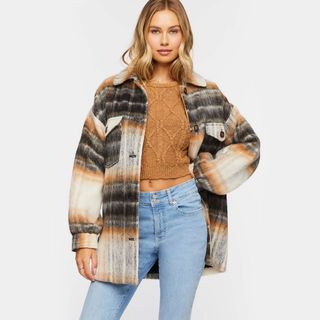 Forever 21 + Plaid Drop-Sleeve Shacket