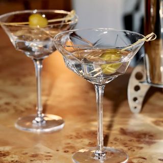 Viski + Set of 2 Faceted Crystal Martini Glasses