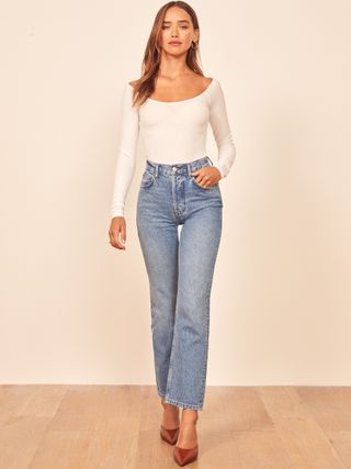 Reformation + Petites Cynthia High Rise Straight Jeans