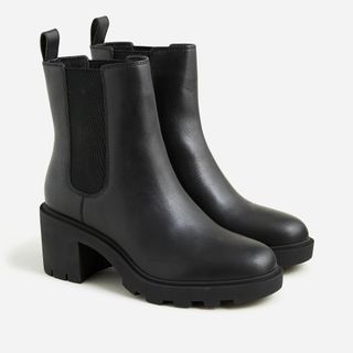J.Crew + Lug-Sole Heeled Chelsea Boots in Leather
