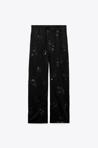 Zara + Embroidered Trousers with Sequins