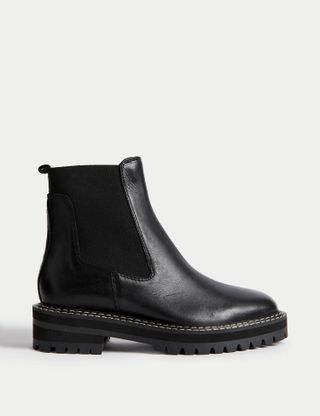 M&S Collection + Leather Chelsea Cleated Ankle Boots