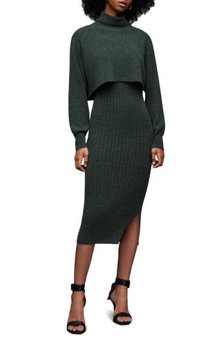Allsaints + Margot Long Sleeve Wool & Alpaca Blend Dress