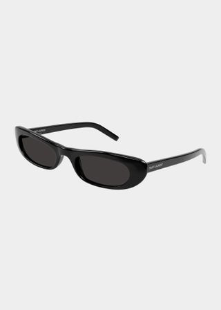 Saint Laurent + Slim Oval Acetate Sunglasses