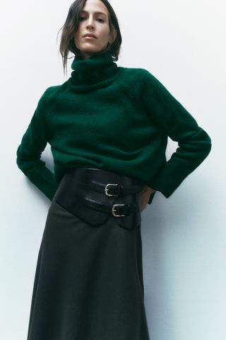 Zara + High Collar Knit Sweater