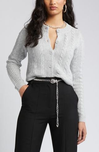 Open Edit + Cable Knit Crop Cardigan