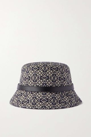Loewe + Leather-Trimmed Cotton-Blend Jacquard Bucket Hat