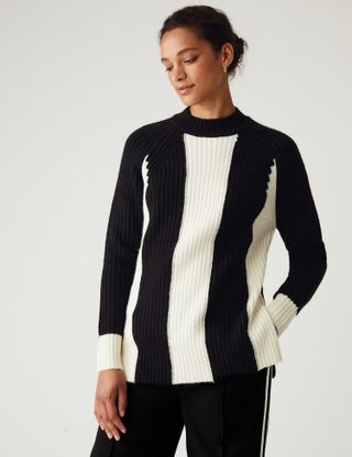 Marks and Spencer + Recycled Blend Striped Relaxed Jumper