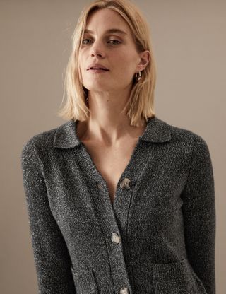 Marks and Spencer + Sparkly Collared Cardigan With Cashmere
