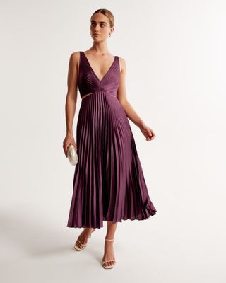 Abercrombie & Fitch + The A&F Giselle Pleated Cutout Maxi Dress