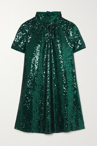 Staud + Ilana Open-Back Sequined Tulle Mini Dress
