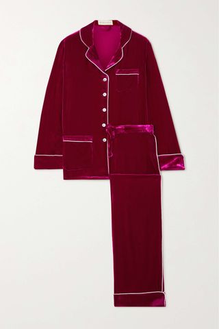Olivia Von Halle + Coco Piped Velvet Pajama Set
