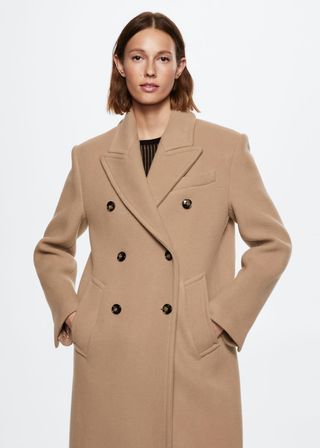 Mango + Double-Breasted Virgin Wool Coat