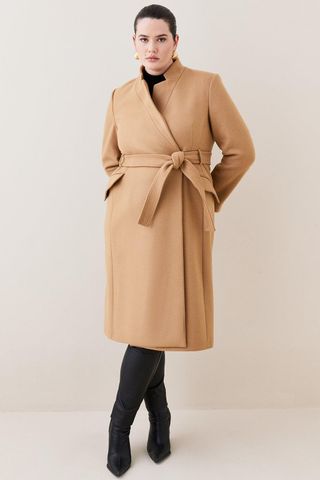 Karen Millen + Plus Size Italian Virgin Wool Coat
