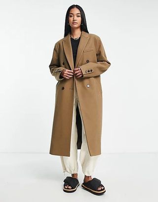 Topshop + Double Breasted Long Coat