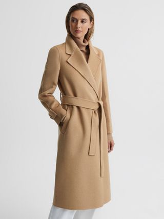 Reiss + Agnes Belted Blindseam Wool Longline Coat