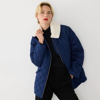 J.Crew + Quilted Sherpa-Lined Puffer Jacket