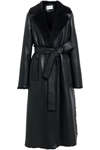 Stand Studio + Millan Belted Faux Shearling Coat