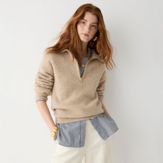 J.Crew + Half-Zip Stretch Wool Sweater