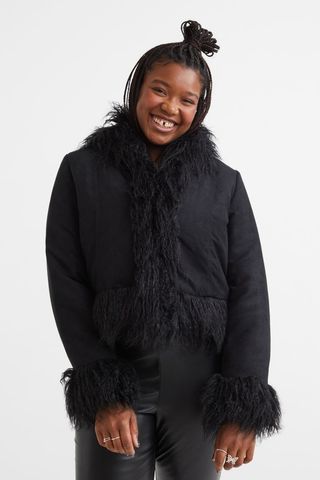 H&M + Fluffy-Trimmed Jacket