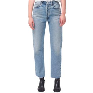 Agolde + '90s Pinch High Waist Raw Hem Straight Leg Organic Cotton Jeans
