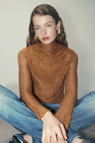Zara + Mesh Knit Top