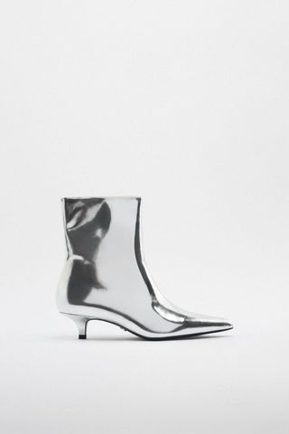 Zara + Metallic Leather Ankle Boots