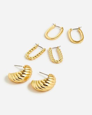J.Crew + Sculptural Gold Earrings Set-of-Three