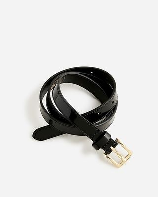 J.Crew + Skinny Square Buckle Belt in Patent Leather