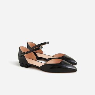 J.Crew + Pointed-Toe Flats in Spazzolato Leather