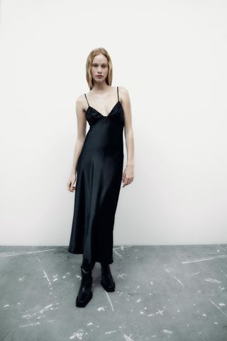 Zara + Beaded Satin Effect Dress