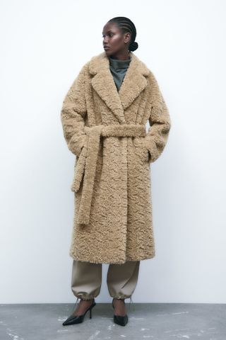 Zara + Long Fleece Coat