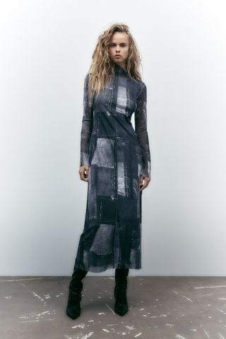 Zara + Patchwork Tulle Dress