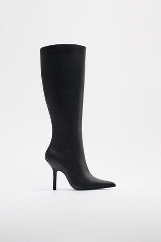 Zara + High Heel Leather Boots
