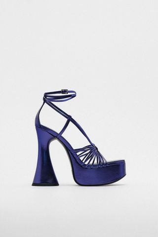 Zara + Metallic Strappy Heels